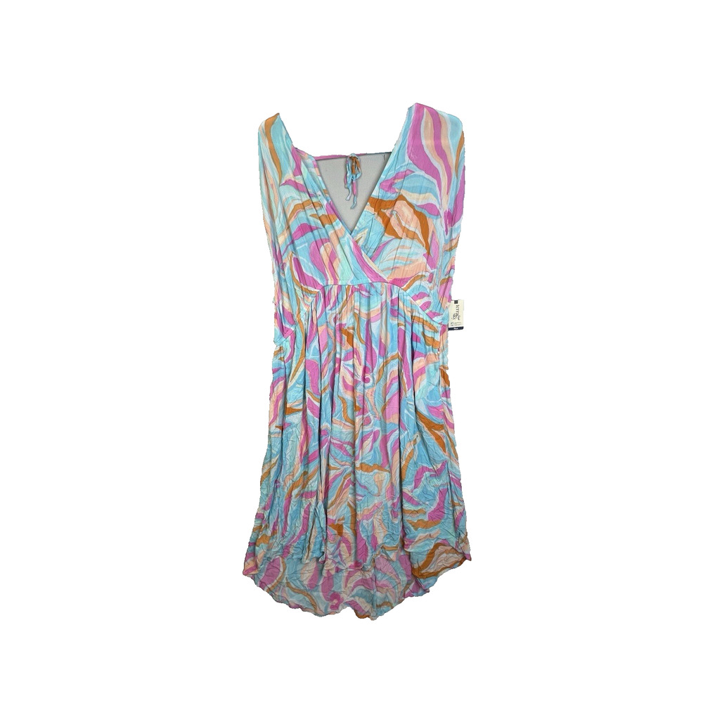 Terra& Sky Lightweight Relaxed Fit Dress Women 2X 20 W - 22 W V Neck Feminine